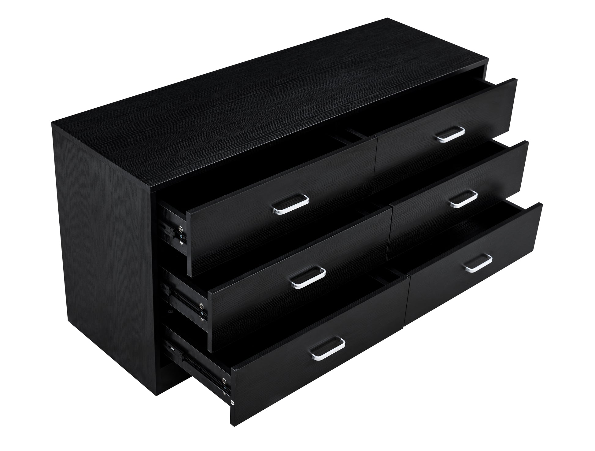 Wood Mdf Boards, 6 Drawers Dresser, Black Black Mdf