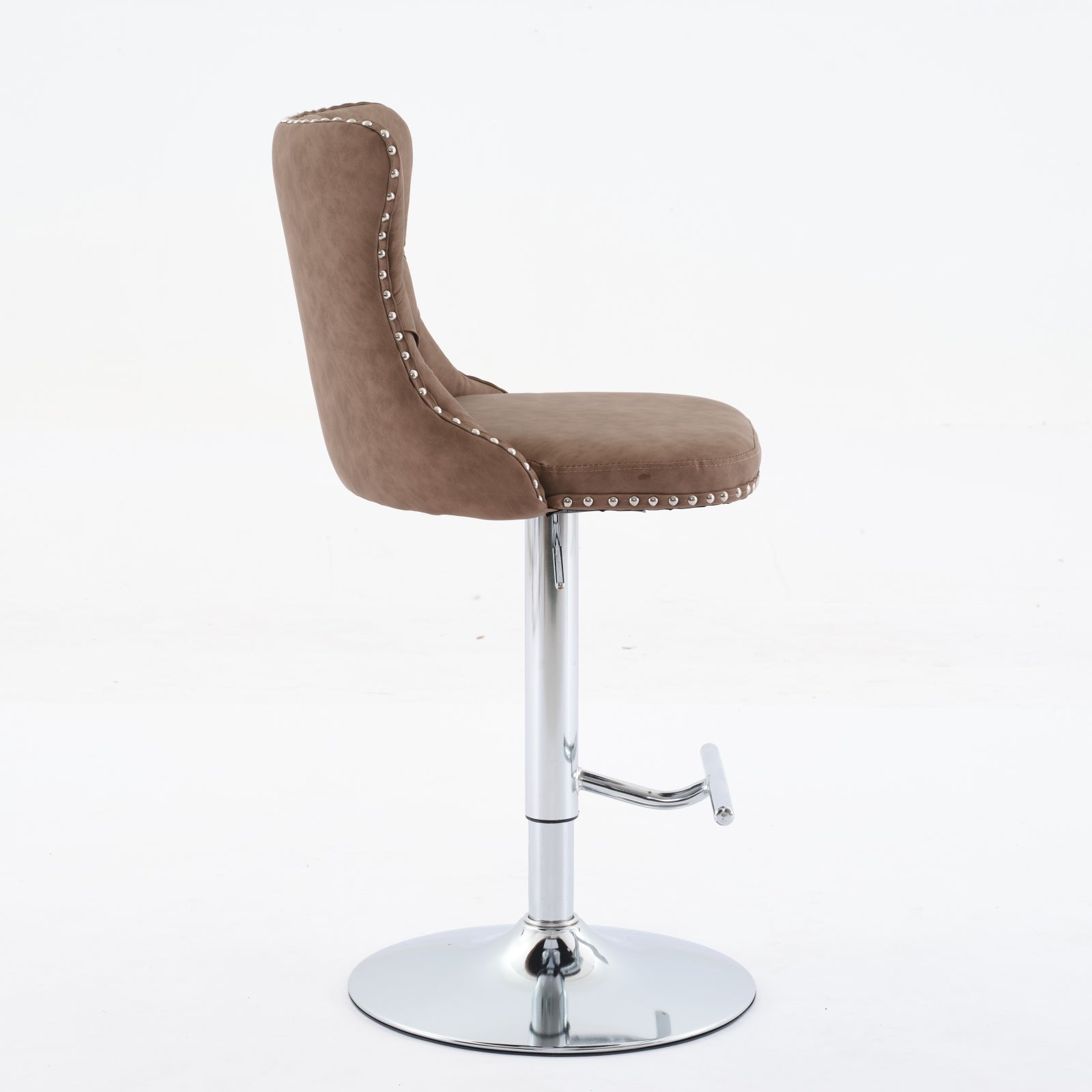 Swivel Pu Leather Barstools Adjusatble Seat Height From 25 33 Inch, Chrome Base Bar Stools With Backs Comfortable Tufted For Home Pub And Kitchen Island, Beige,Set Of 2,1512Br Brown Dining Room American Design Bar Stools Wing Back Set Of 2 Foam Pu
