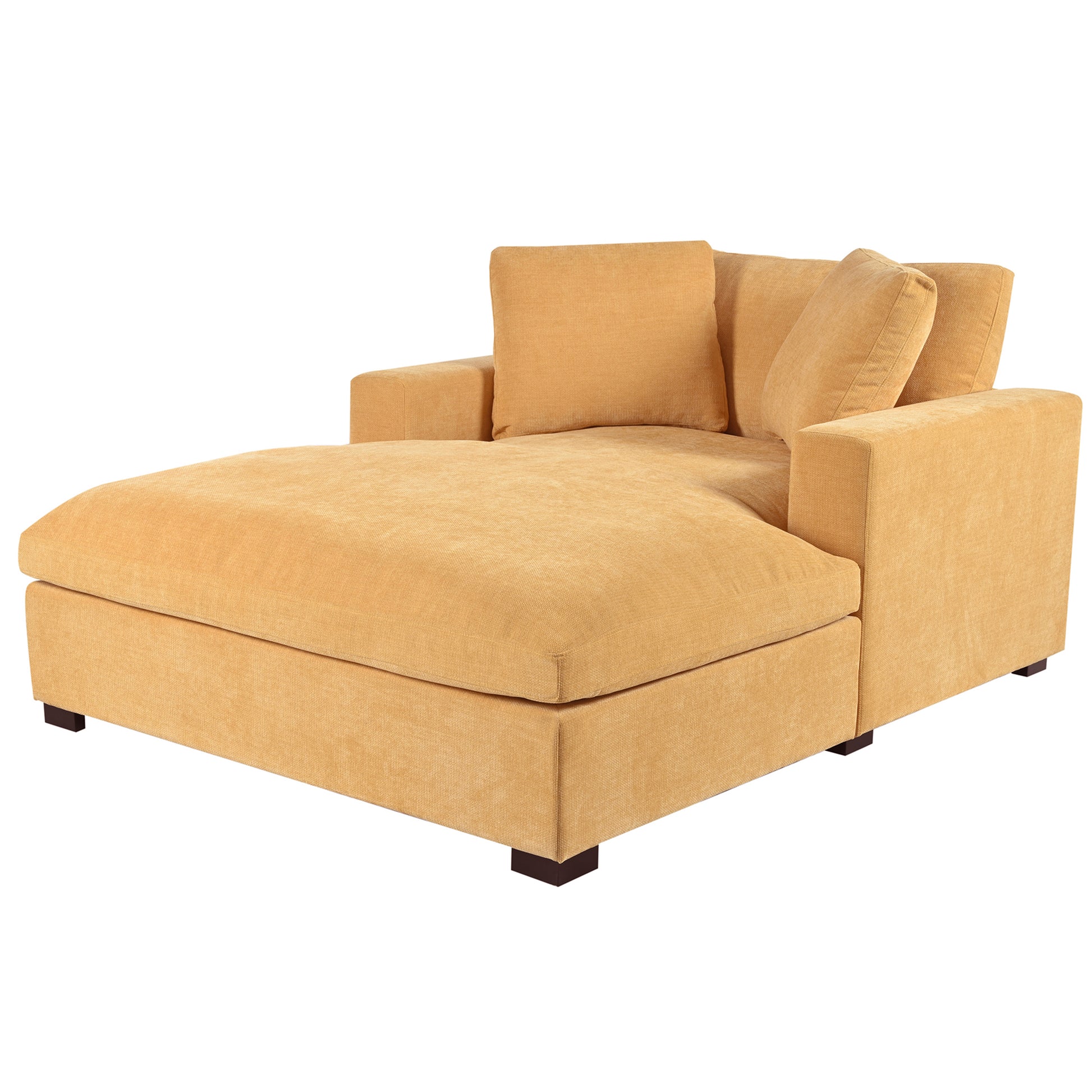 Mirod 53.5''*70.9'' Oversized Chaise, Lounge Chair Classic Design, Soft Fabric, Easy Assembly, Durable Frame With Solid Wood Legs Yellow Polyester 1 Seat