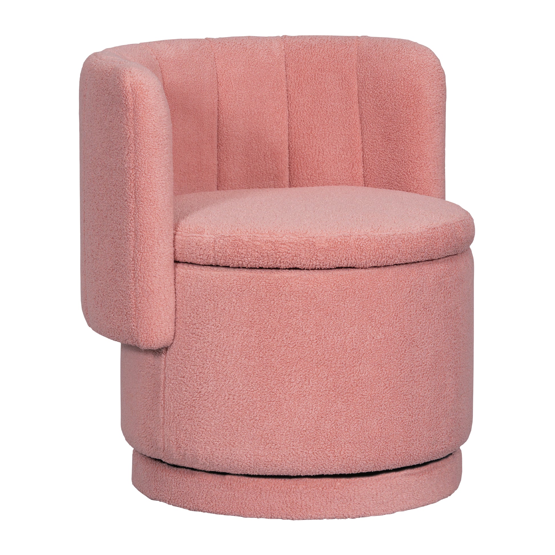 360 Degree Swivel Back Sofa Chair With Storage Space, Suitable For Bedroom And Living Room Pink Pink Boucle