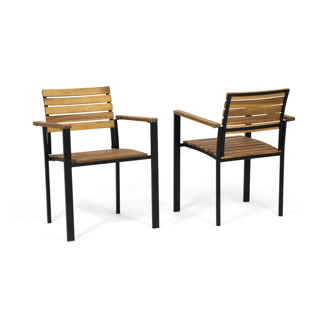 Laris Wood And Metal Chair Teak Black Acacia Wood