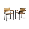 Laris Wood And Metal Chair Teak Black Acacia Wood