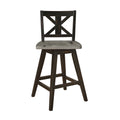 Counter Height Chairs Set Of 2, Black X Back 360 Degree Swivel Chair Solid Rubberwood Kitchen Dining Furniture Black Dining Room Rustic Solid Wood