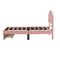 Twin Size Upholstered Platform Bed With Tufted Headboard, Led And A Drawer, Pink Box Spring Not Required Twin Pink Bedroom Faux Leather Upholstered