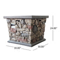 Carson 30' Square Mgo Fire Pit 40,000 Btu Stone Gray Magnesium Oxide