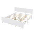 Wood Platform Bed Frame With Headboard, Mattress Foundation With Wood Slat Support, No Box Spring Needed, King Size, White Box Spring Not Required King White Wood Solid Wood Mdf