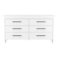 Double Dresser, Four Legs, 6 Drawer, Superior Top, White White Solid Wood Mdf Engineered Wood