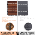 Acacia Wood Interlocking Deck Tiles Striped Pattern, 20 Pcs 12