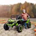 Qaba 24V 7Ah Ride On Utv, 2 Seater 4Mph Kids Electric Car Ride On Battery Powered Toy With 4 Shock Absorbers, Music Horn And Led Lights, For Toddlers 3 8 Years, Green Green Plastic