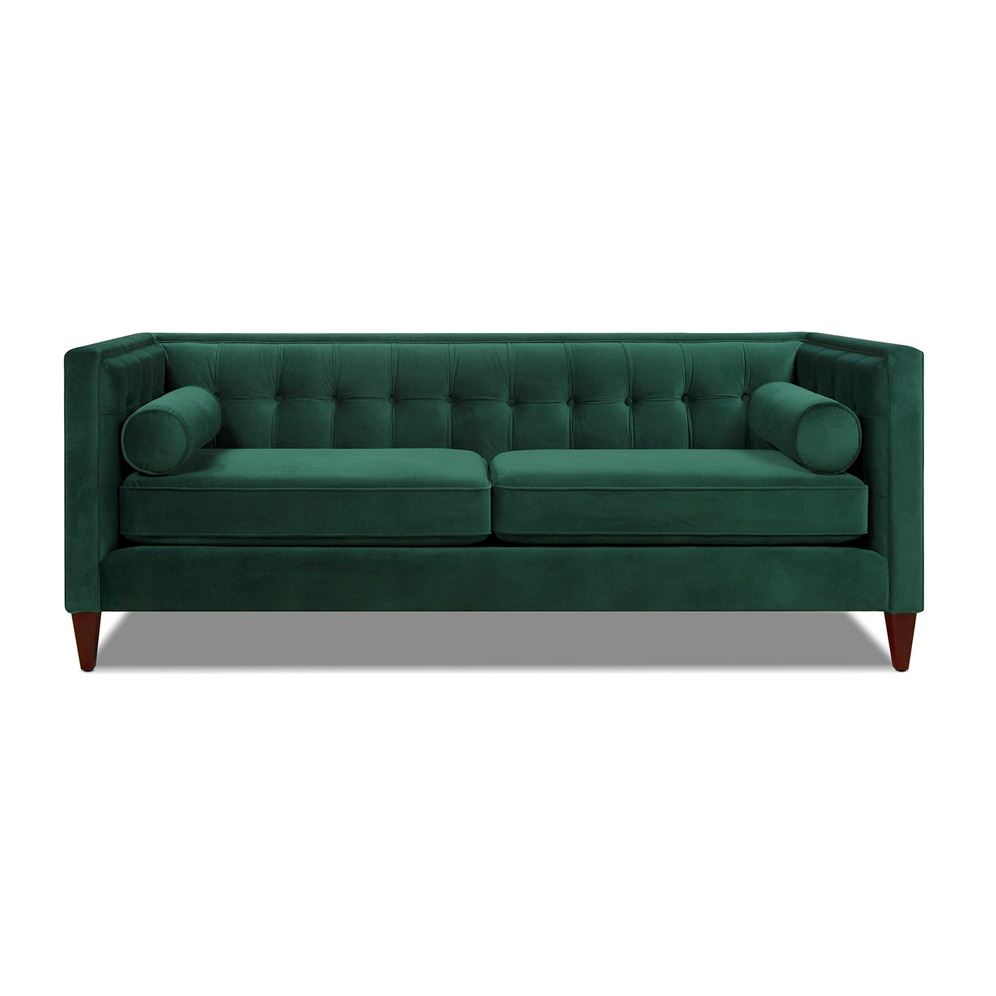 Jack 84" Modern Tuxedo Tufted Sofa, Evergreen Velvet Green Foam Velvet 3 Seat