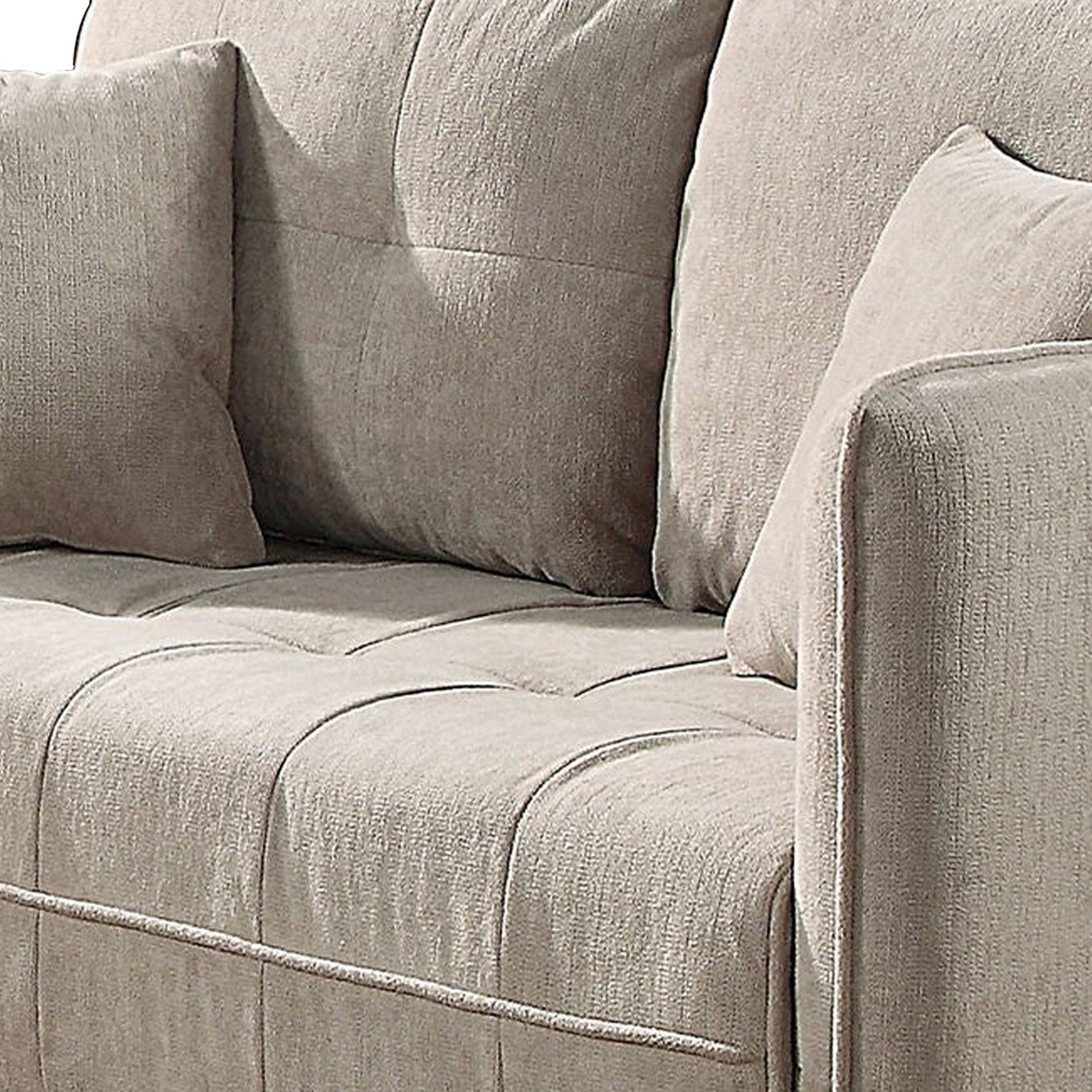 Hak 52 Inch Loveseat, Rounded Curved Arms, Biscuit Tufting, Wood Legs, Taupe Taupe Solid Wood 2 Seat