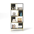 4 Tier Storage Shelves, Bookcase Display Storage Shelf Corner Shelf For Small Space, Living Room Black Gold Primary Living Space Metal,Particle Board