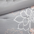 Printed Cotton Sateen Comforter Set Grey Peach Queen Queen Grey Peach Polyester