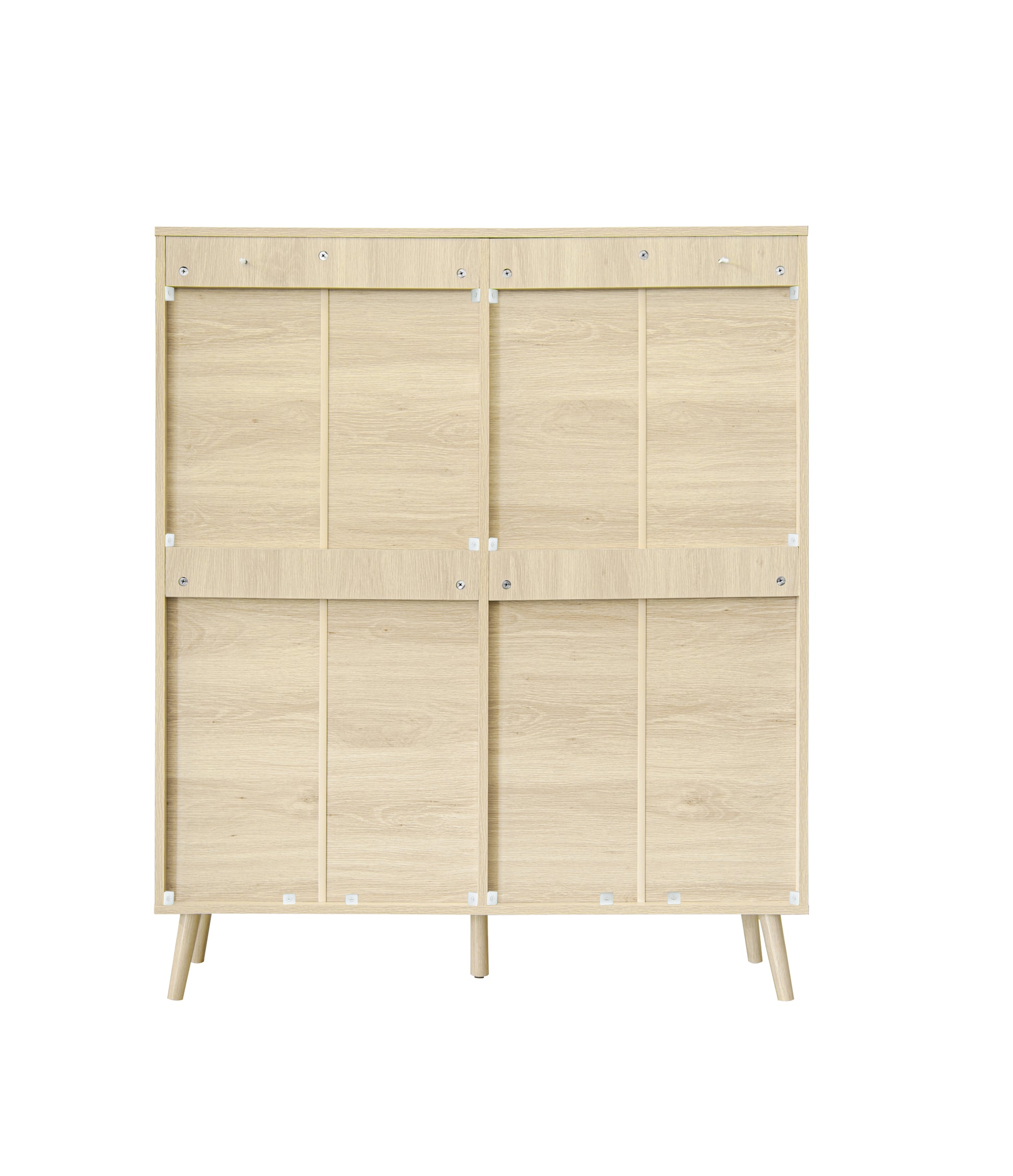 Rattan 6 Door Shoe Rack, Freestanding Modern Shoe Storage Cabinet, For Entryway Natural Particle Board