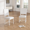 Vintage Traditional 2 Piece Upholstered Dining Chairs With Padded Backs, Cream Cream Dining Room Traditional Rubberwood Foam Rubber Wood