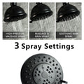 High Pressure Rain Shower Head With 3 Spray Modes, 4 Inch Fixed Bathroom Rainfall Showerhead With Adjustable Swivel Ball Joint, Bathroom Accessories Matte Black Abs