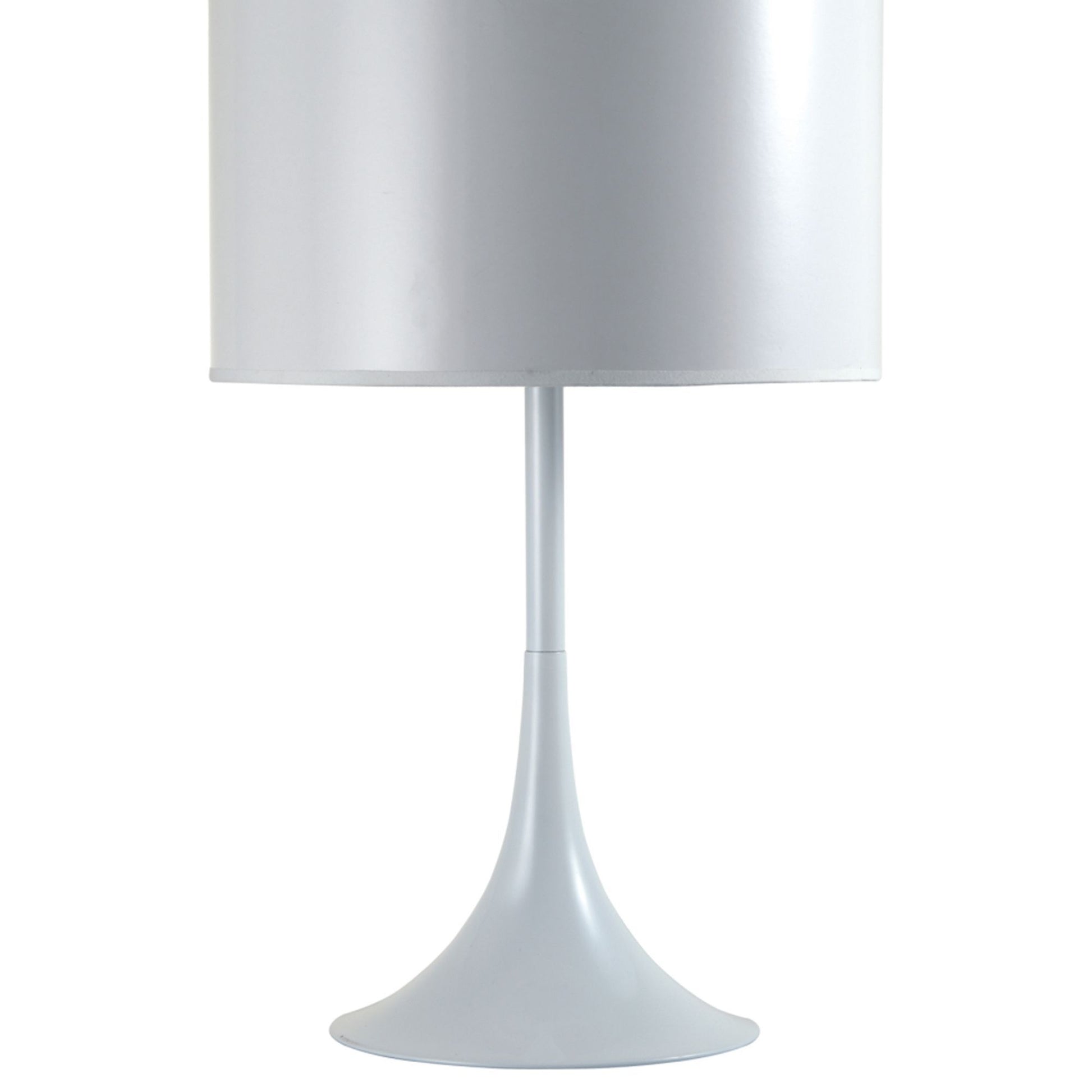 25" Tall Metal Table Lamp With White Finish, White Round Shade White Metal