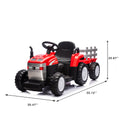 Red, 12V7Ah Battery Powered Toy Tractor With Trailer, Remote Control, Kids' Electric Excavator Vehicles With 2X35W Dual Motor, Treaded Tires, Led Lights, Usb, Music, Gifts For Boy, Girl Red 50 99 Lbs Iron Plastic Iron Plastic Indoor & Outdoor Use