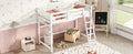 Twin Size High Loft Bed With Inclined Ladder, Guardrails,White Twin White American Design Pine