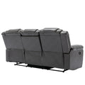 Home Theater Recliner Set Manual Recliner Chair With Wide Armrest, Two Built In Cup Holders For Living Room,Bedroom, Grey Grey Foam Pu