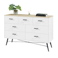 7 Drawer Dresser For Bedroom With Deep Drawers, Wood Dressers & Chest Of Drawers, Modern White Long Dressers For Closet Living Room, 47.2