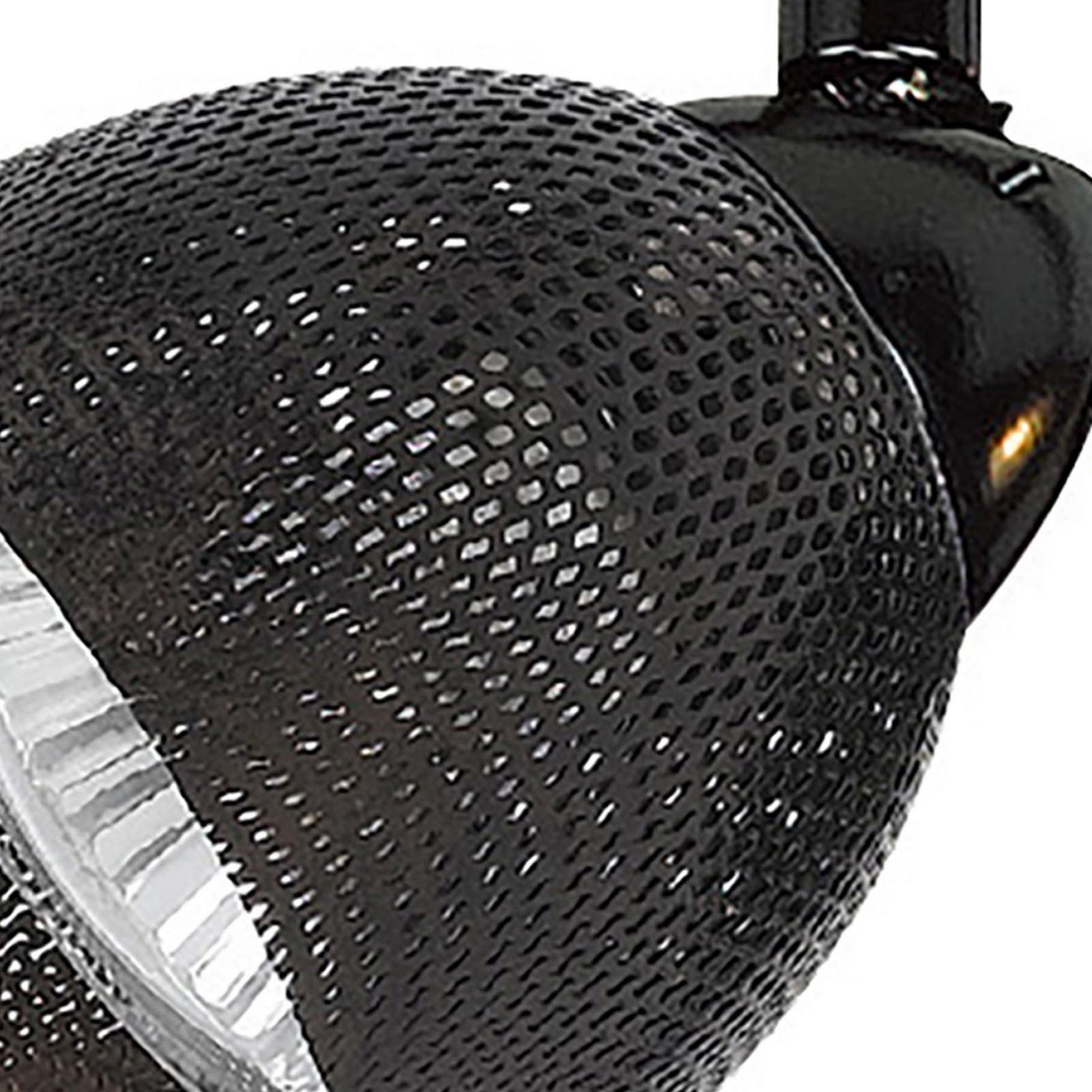 Round Metal Mesh Shade Track Light Head And Frame, Black Black Metal