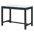 3 Piece Modern Faux Marble Versatile Bar Table Set With Storage Drawers And Padded Stools, Ideal For Space Saving Dining Nooks Or Small Kitchens Black Black Solid Wood Mdf