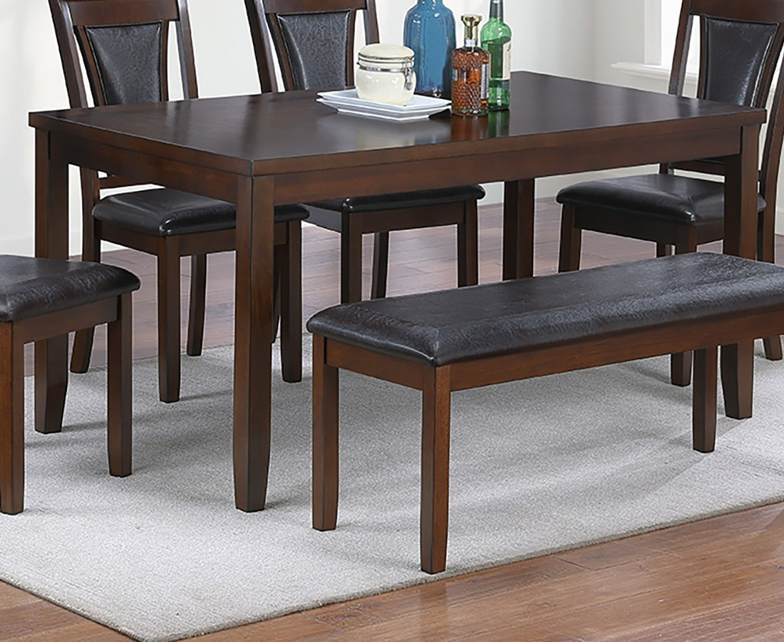 Beautiful Dining Room Furniture Walnut Black 6Pcs Set Dining Table 4X Side Chairs Bench Unique Design Back Chair Brown Wood Dining Room Bench Seating Rectangular Dining Table With Chair And Bench