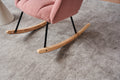 055 Teddy Fabric Upholstered Nursery Rocking Glider Chair Mid Century Modern Accent Arm Chair Padded Seat With High Backrest And Pillows For Living Room Bedroom Offices Pink Teddy Headrest Solid