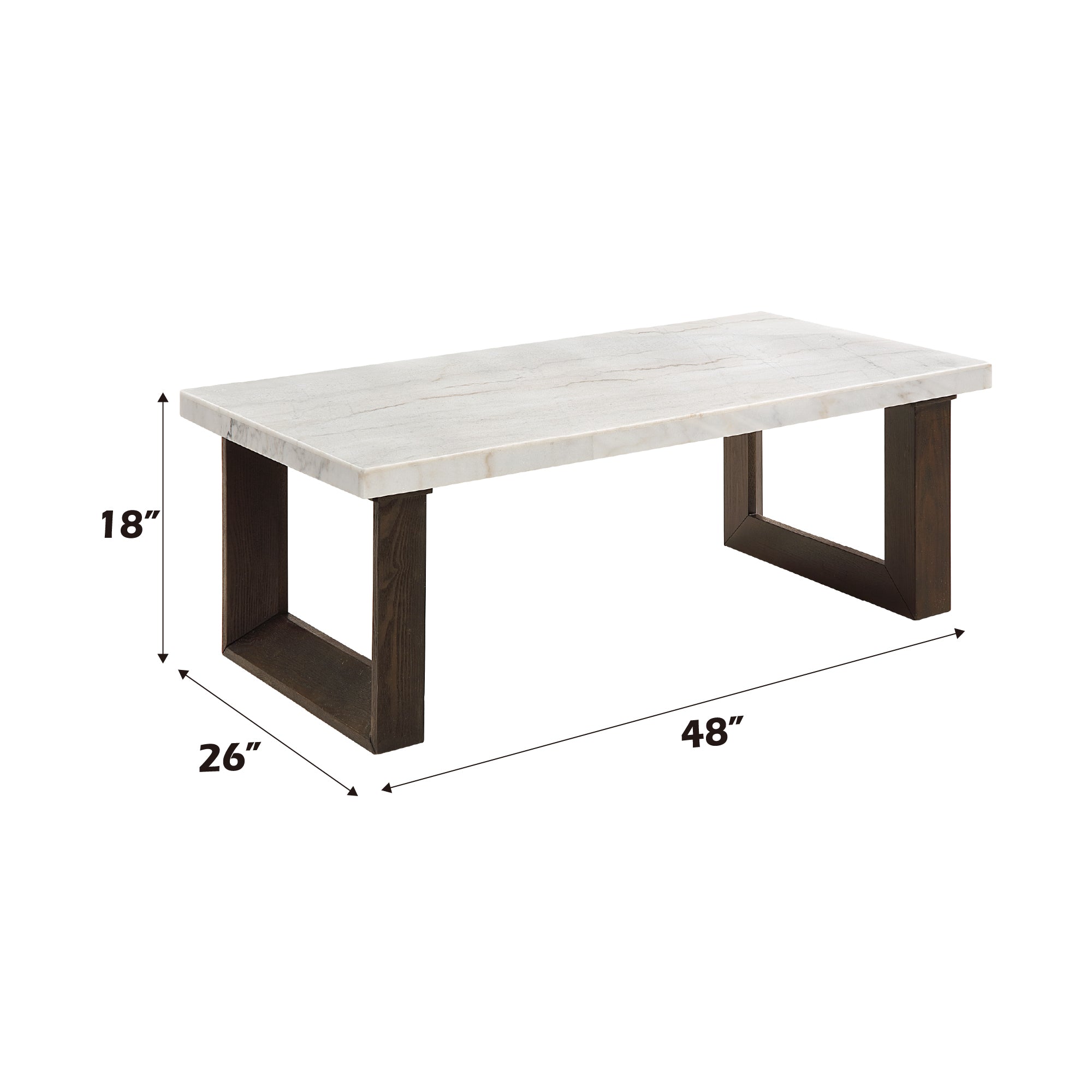 Edwyn Coffee Table W Marble Top, Natural Marble Top & Espresso Finish Lv03205 White Wood