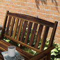 Outsunny Wood Outdoor Bench, 2 Person Garden Bench With Cupholder Armrests, Slatted Seat And Backrest, Park Bench For Patio, Porch, Lawn, Deck, Carbonized Black Brown Wood