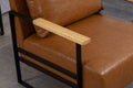 Leather Accent Chair Guest Chair For Living Room, Mid Century Armchair For Bedroom Brown Leather Brown Pu