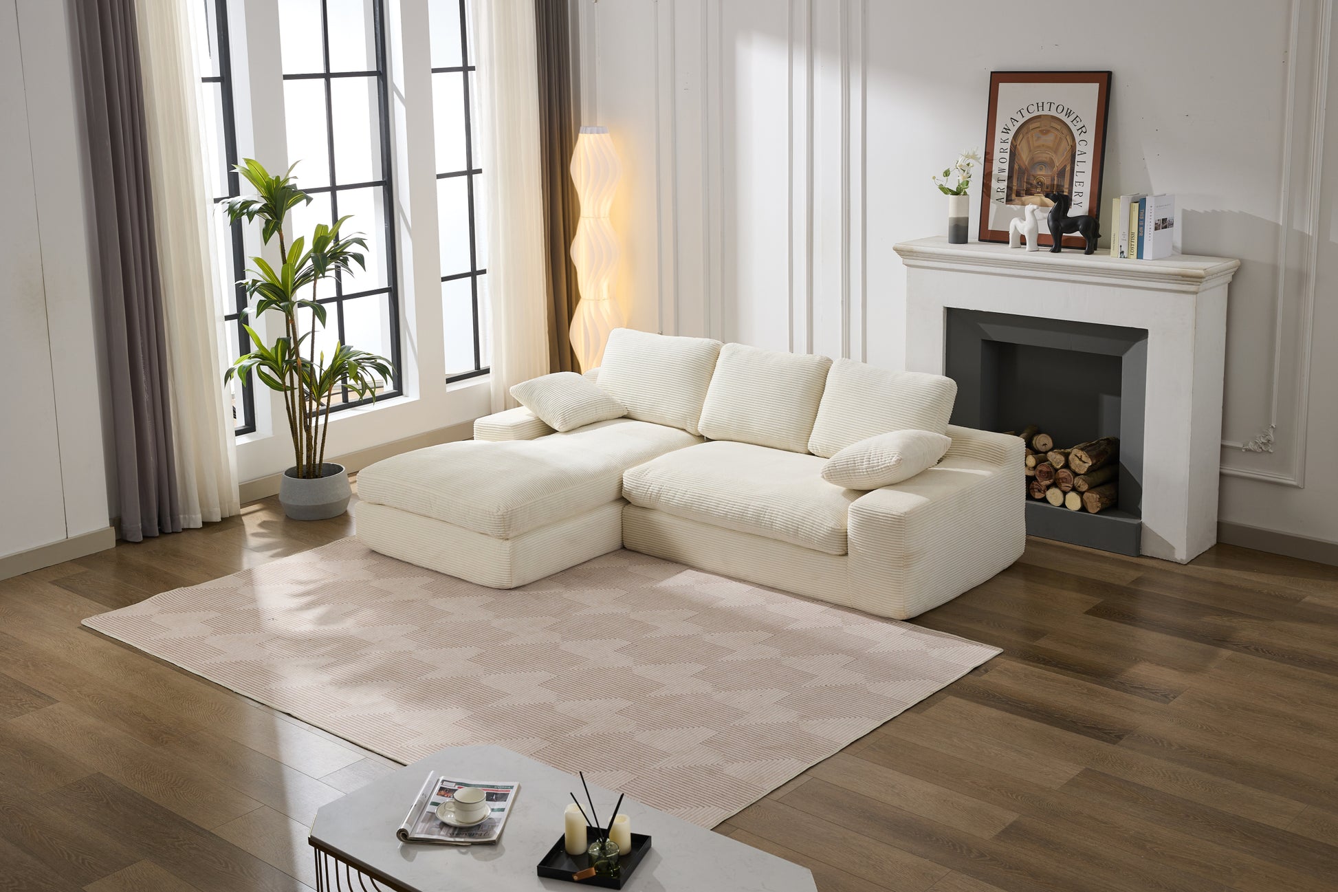 99*69" Modular Sectional Living Room Sofa Set, Modern Minimalist Style Couch, Upholstered Sleeper Sofa For Living Room, Bedroom, 2 Pc Free Combination, Installation Free Sofa, L Shape, White White Primary Living Space Soft Minimalist,Modern Foam Spring 4