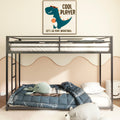 Adam Twin Over Twin Metal Bunk, Black Twin Box Spring Not Required Black Bedroom Bed Frame Metal Metal