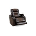 35 Inch Dual Power Recliner, Brown Vegan Faux Leather, Polyester, Usb Port Brown Fabric Metal