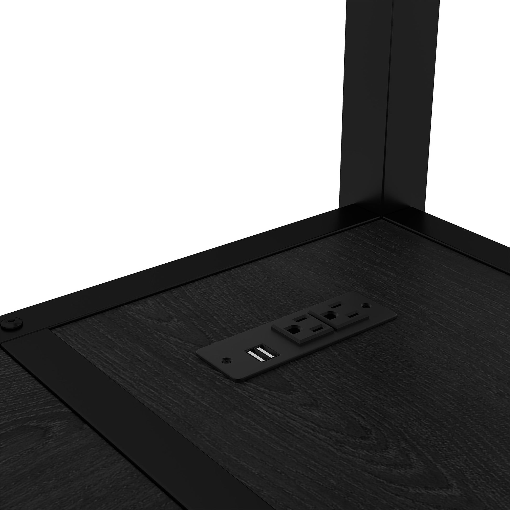 Full Xl Over Twin Bunk Bed With Desk And Shelves, Multiple Placement, With Led And Usb, Black Black Metal