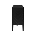 Four Door Sideboard With Geometric Line Patterns And Vintage Metal Handles For Timeless Elegance,Suitable For Living Rooms, Entrance And Study Rooms Black Primary Living Space American Design Mdf