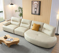 147.24'' Oversied Modern Sectional Curved Shaped Sofa Couch For Living Room,Upholstered 5 Seat Sofa Eco Leather Couch Set,Beige Beige Foam 5 Seat