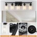 Same As W1340P197622 L001010 B5 5 Lights Farmhouse Vanity Lights Fixture Rustic Bathroom Light Fixture Bathroom Sconce Without Bulbs Black Glass Iron