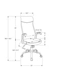 Office Chair, Adjustable Height, Swivel, Ergonomic, Armrests, Computer Desk, Work, Grey Mesh, Black Metal, Contemporary, Modern Grey Foam Polyester