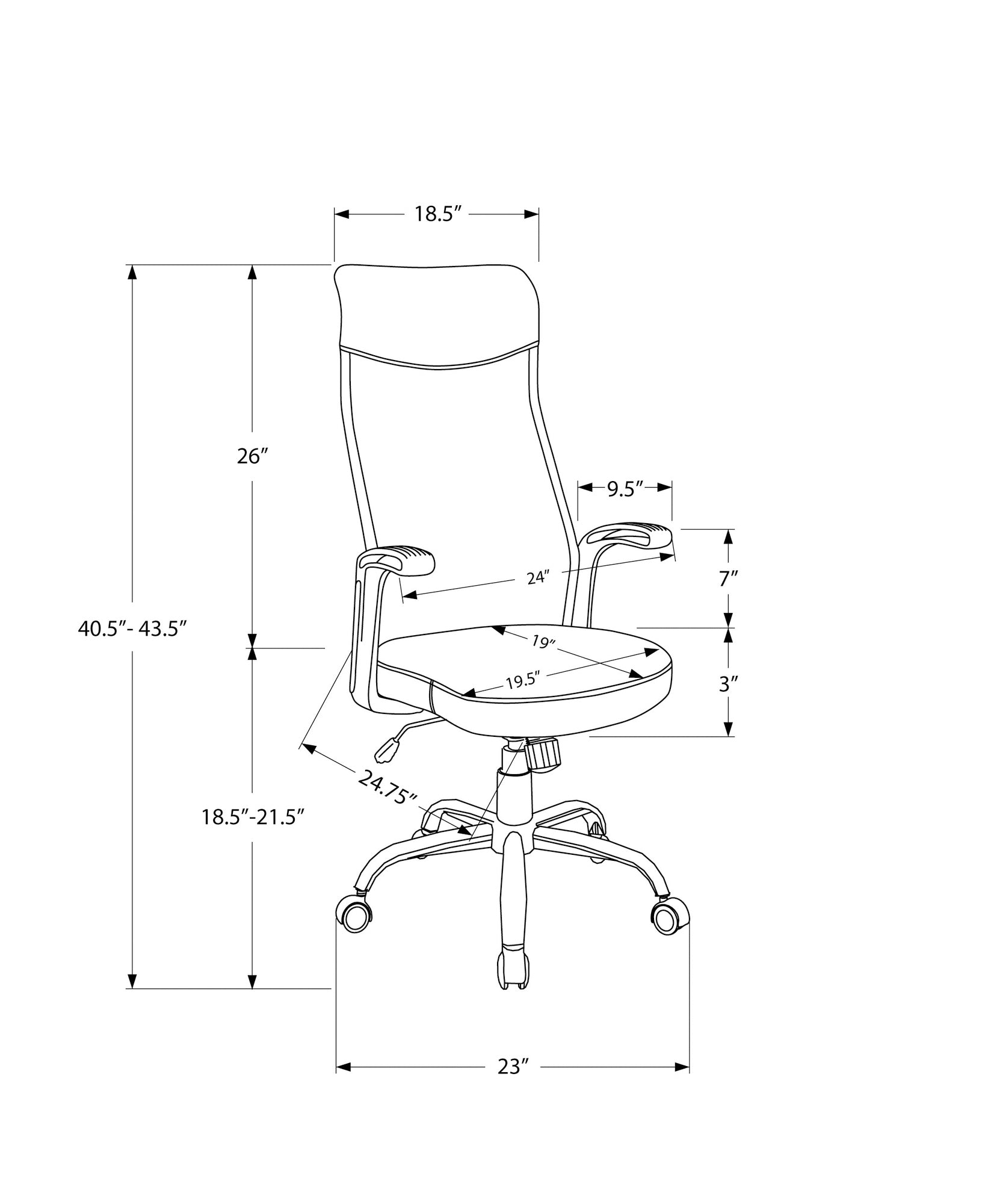 Office Chair, Adjustable Height, Swivel, Ergonomic, Armrests, Computer Desk, Work, Grey Mesh, Black Metal, Contemporary, Modern Grey Foam Polyester