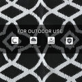 Outsunny Reversible Outdoor Rug, 9' X 18' Waterproof Plastic Straw Floor Mat, Portable Rv Camping Carpet With Carry Bag, Large Floor Mat For Backyard, Deck, Picnic, Beach, Black & White Cr Multicolor Polypropylene