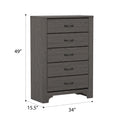 Junipe Brown 5 Drawer Chest Brown Engineered Wood