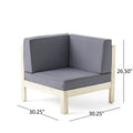 Brava X Back 2 Seater Sectional Seat With Coffee Table. Light Grey Dark Grey Seats 2 Acacia Wood