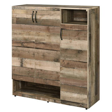 Rustic Grey Oak 3 Door Shoe Cabinet Vertical Rustic Primary Living Space Shelves Included Wood