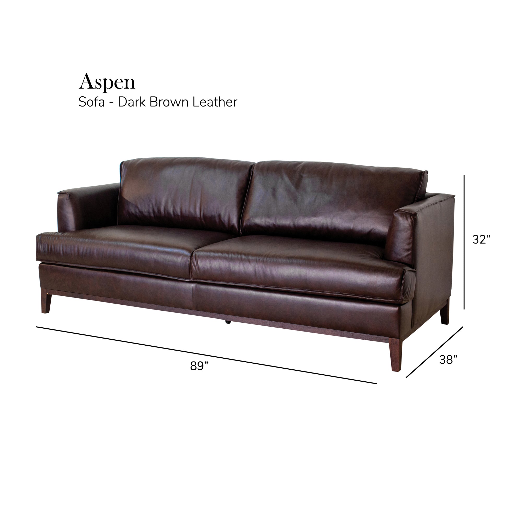 Aspen Brown Top Grain Leather Sofa Brown Wood Leather 3 Seat