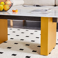 Modern Minimalist Tempered Glass With Sticker Desktop Coffee Table And Dining Table, Paired With Golden Mdf Decorative Columns. Computer Desk. Game Table. Ct 1546 Golden Mdf Glass