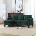 Velvet Sectional Couchl Shaped Sofa With Ottoman For Small Apartment Emerald Velvet 3 Seat