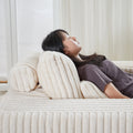 62.5 Inch Corduroy Sponge Sofa Lounge Chair With Removable Footrest,No Assembly Required,Fluffy Modern Sleeper Chair For Indoor Living Room Bedroom Beige Foam Corduroy 1 Seat