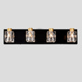 4 Light Matte Black Gold Bathroom Light Fixtures, Modern Vanity Lights With Crystal Glass Shade, Vintage Light Fixture Bathroom Over Mirror Wall Lights For Kitchen Dinning Room Bedroom Hallway Gold